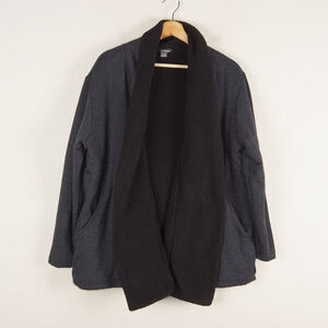 Eddie Bauer Snow Lodge Faux Shearling Soft Lined Gray Cardigan Wrap Sz XL